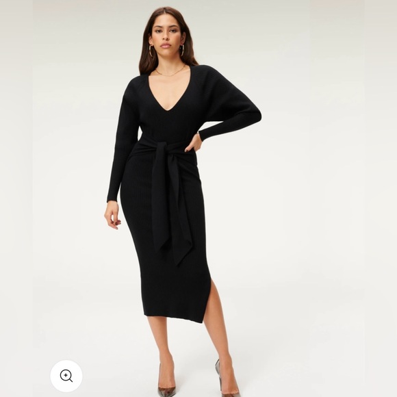 Good American Belted Body Dress NEW WITH TAGS black size XS/S sweater dress - Picture 1 of 5